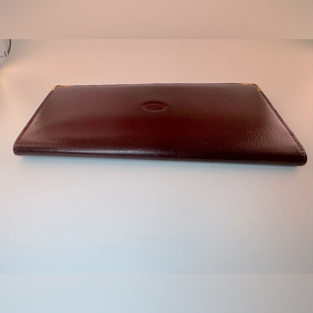 Cartier Wallet Long Bifold Wallet Must de Cartier Burgundy Gold Corners Vintage - Picture 12 of 16